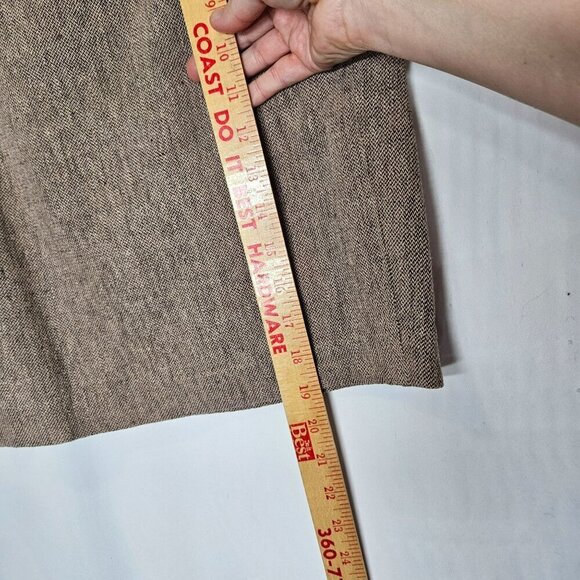 Anthropologie Tabitha A-Line Skirt Small Beige Tweed Linen Cotton Side Pockets 6 - Picture 7 of 9